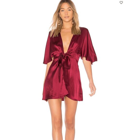 CAMI NYC Revolve NWT The Lane Dress in Black Cherry Red Satin, Sz Large MP $198 - Picture 1 of 7